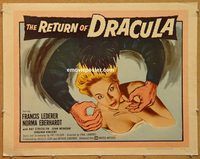 y392 RETURN OF DRACULA half-sheet movie poster '58 Francis Lederer