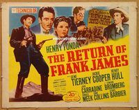 y393 RETURN OF FRANK JAMES half-sheet movie poster R51 Henry Fonda
