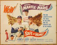 y405 SAFE AT HOME half-sheet movie poster '62 Mickey Mantle, Roger Maris
