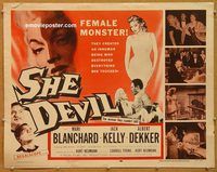 y417 SHE DEVIL half-sheet movie poster '57 wild female monster!