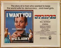 y440 STRIPES half-sheet movie poster '81 Bill Murray, Harold Ramis