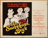 y444 SUNSHINE BOYS half-sheet movie poster '75 Matthau, Al Hirschfeld art!