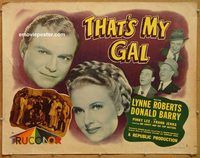 y459 THAT'S MY GAL half-sheet movie poster '47 Lynne Roberts, Red Barry