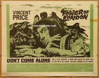 y471 TOWER OF LONDON half-sheet movie poster '62 Vincent Price