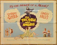 y477 TROUBLE WITH ANGELS half-sheet movie poster '66 Hayley Mills, Russell