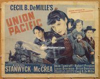 y484 UNION PACIFIC half-sheet movie poster R43 Barbara Stanwyck, McCrea