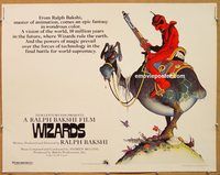 y512 WIZARDS half-sheet movie poster '77 Ralph Bakshi, William Stout art!
