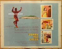y528 ZORBA THE GREEK half-sheet movie poster '65 Anthony Quinn, Bates