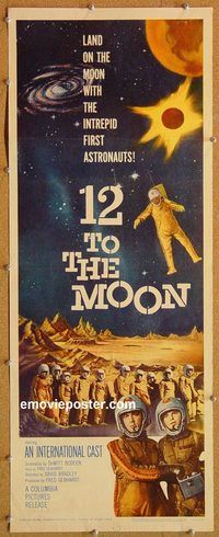 w040 12 TO THE MOON insert movie poster '60 Tom Conway, Tony Dexter