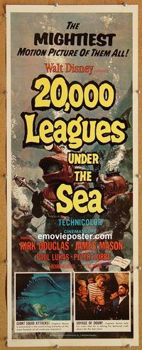 w041 20,000 LEAGUES UNDER THE SEA insert movie poster R71 Jules Verne