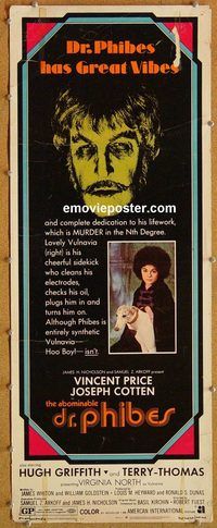 w047 ABOMINABLE DR PHIBES insert movie poster '71 Vincent Price