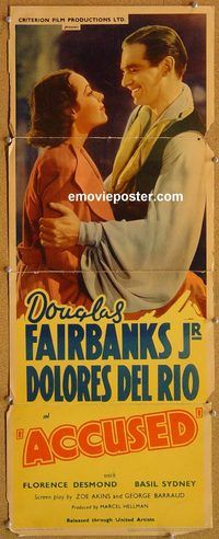 w048 ACCUSED insert movie poster '36 Fairbanks Jr, Dolores del Rio