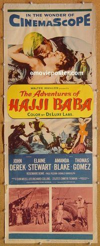 w050 ADVENTURES OF HAJJI BABA insert movie poster '54 John Derek