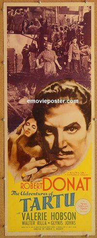 w051 ADVENTURES OF TARTU insert movie poster '43 Robert Donat
