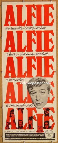 w054 ALFIE insert movie poster '66 Michael Caine, Millicent Martin