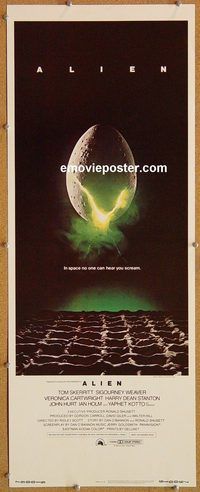 w055 ALIEN insert movie poster '79 Sigourney Weaver, sci-fi!