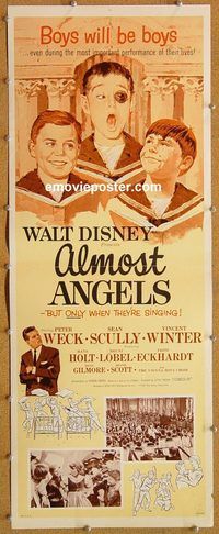 w057a ALMOST ANGELS insert movie poster '62 Walt Disney choirboys!