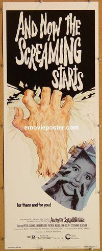 w063 AND NOW THE SCREAMING STARTS insert movie poster '73 Cushing