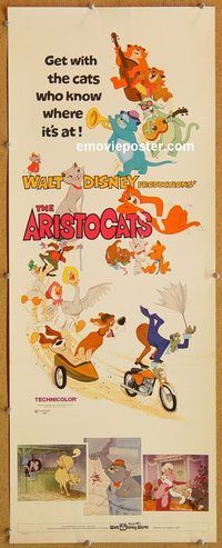 w068 ARISTOCATS insert movie poster '71 Walt Disney feline cartoon!