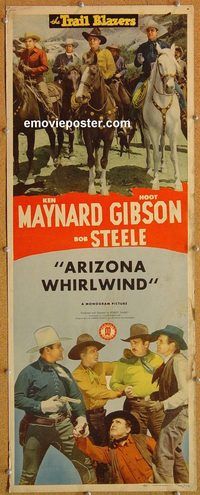 w069 ARIZONA WHIRLWIND insert movie poster '44 Hoot Gibson western!