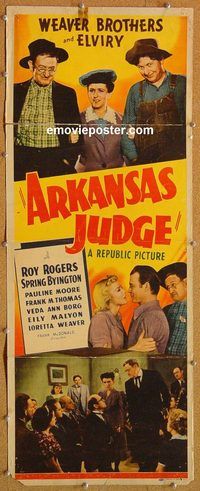 w070 ARKANSAS JUDGE insert movie poster '41 Weaver, Roy Rogers
