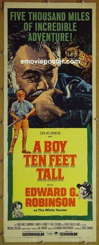 w111 BOY TEN FEET TALL insert movie poster '65 Edward G. Robinson