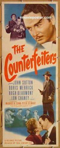 w137 COUNTERFEITERS insert movie poster '48 Lon Chaney, Beaumont