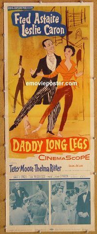 w148 DADDY LONG LEGS insert movie poster '55 Fred Astaire, Caron