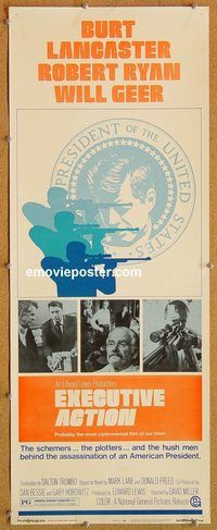 w187 EXECUTIVE ACTION insert movie poster '73 Burt Lancaster