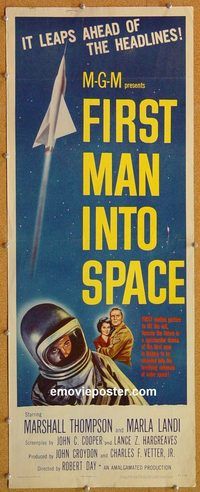 w195 FIRST MAN INTO SPACE insert movie poster '59 Marshall Thompson