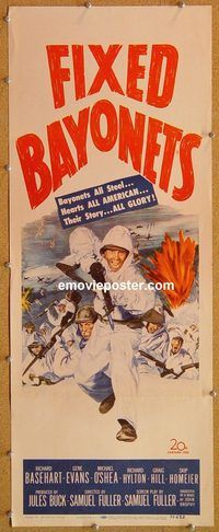 w198 FIXED BAYONETS insert movie poster '51 Sam Fuller, Basehart