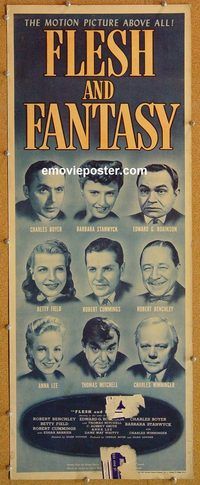 w199 FLESH & FANTASY insert movie poster '42 Edward G. Robinson