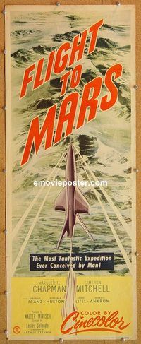 w201a FLIGHT TO MARS insert movie poster '51 Lesley Selander sci-fi!