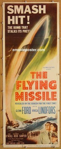 w201b FLYING MISSILE insert movie poster '51 Glenn Ford, smart bombs!