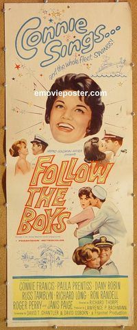w202 FOLLOW THE BOYS insert movie poster '63 Connie Francis