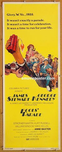 w204 FOOLS' PARADE insert movie poster '71 James Stewart, Kennedy