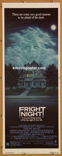 w212 FRIGHT NIGHT insert movie poster '85 Chris Sarandon, horror!