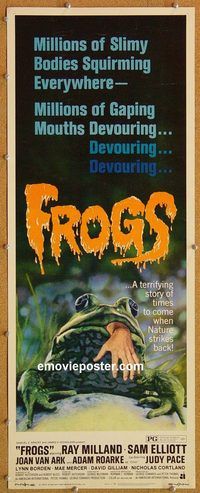 w214 FROGS insert movie poster '72 Ray Milland, great horror image!