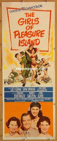 w226 GIRLS OF PLEASURE ISLAND insert movie poster '53 Leo Genn