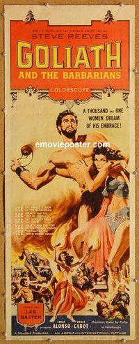 w231 GOLIATH & THE BARBARIANS insert movie poster '59 Steve Reeves