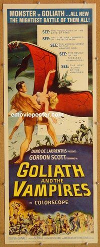 w232a GOLIATH & THE VAMPIRES insert movie poster '64 Gordon Scott