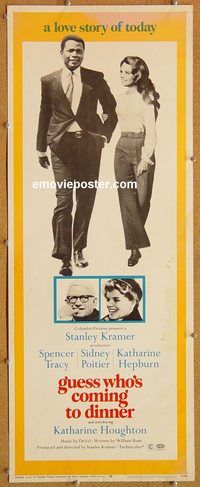 w236 GUESS WHO'S COMING TO DINNER insert movie poster '67 Poitier
