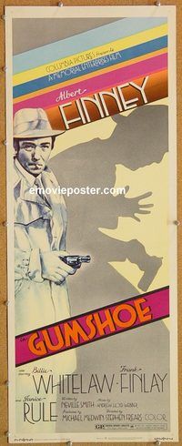 w237 GUMSHOE insert movie poster '72 film noir, Albert Finney