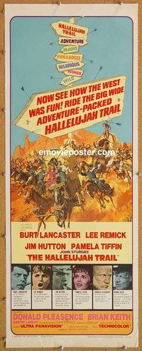 w240a HALLELUJAH TRAIL insert movie poster '65 Burt Lancaster, Remick