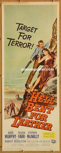 w248 HELL BENT FOR LEATHER insert movie poster '60 Audie Murphy