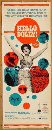 w249 HELLO DOLLY insert movie poster '70 Barbra Streisand, Matthau