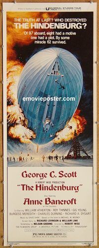 w257 HINDENBURG insert movie poster '75 George C. Scott, Bancroft