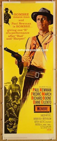 w259 HOMBRE insert movie poster '66 Paul Newman, March, Boone