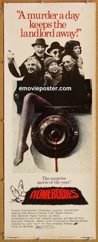 w260 HOMEBODIES insert movie poster '74 murder horror comedy!