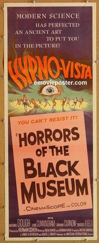 w262 HORRORS OF THE BLACK MUSEUM insert movie poster '59 AIP murder!